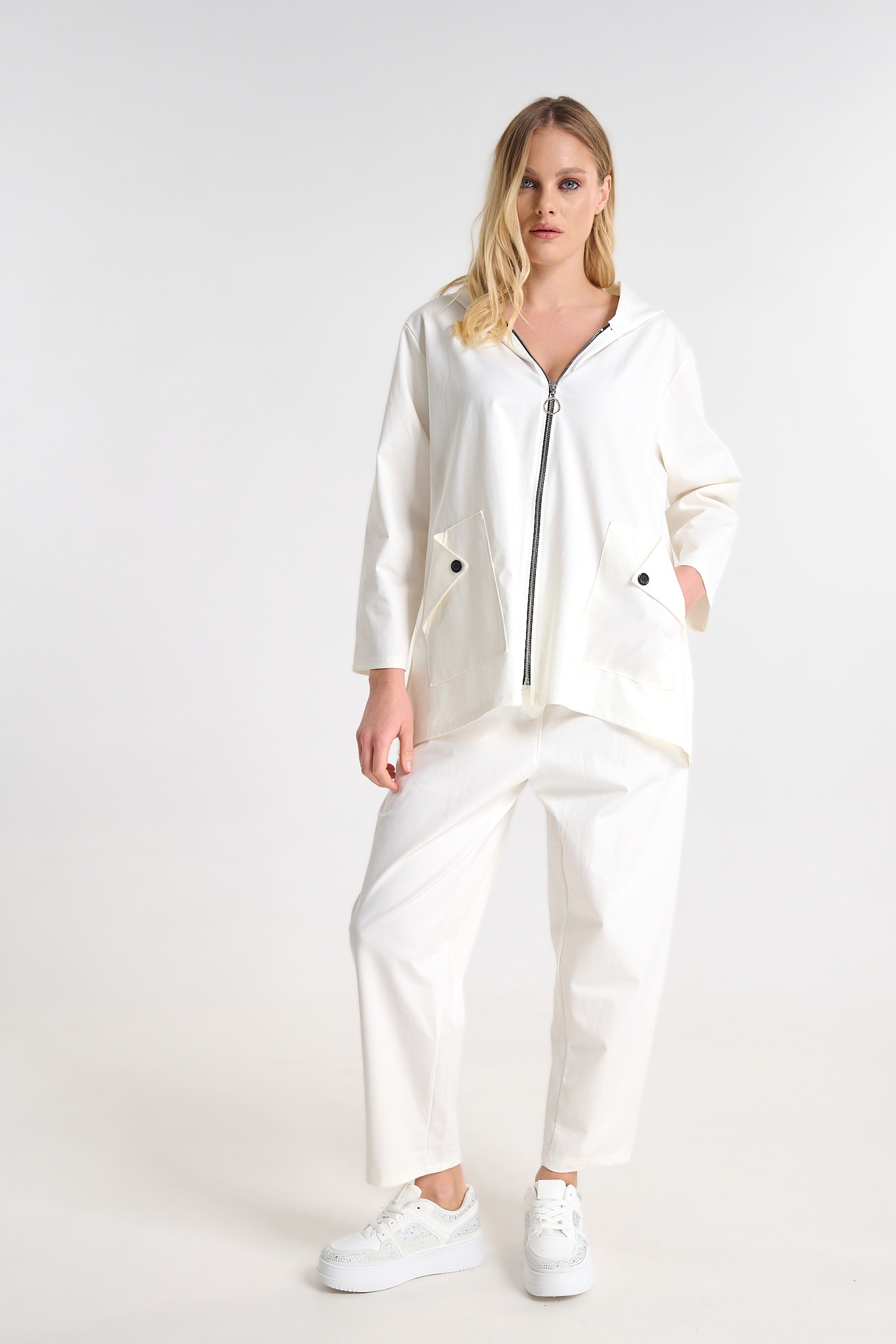 Relaxed Fit Hooded Co-ord Set with Button