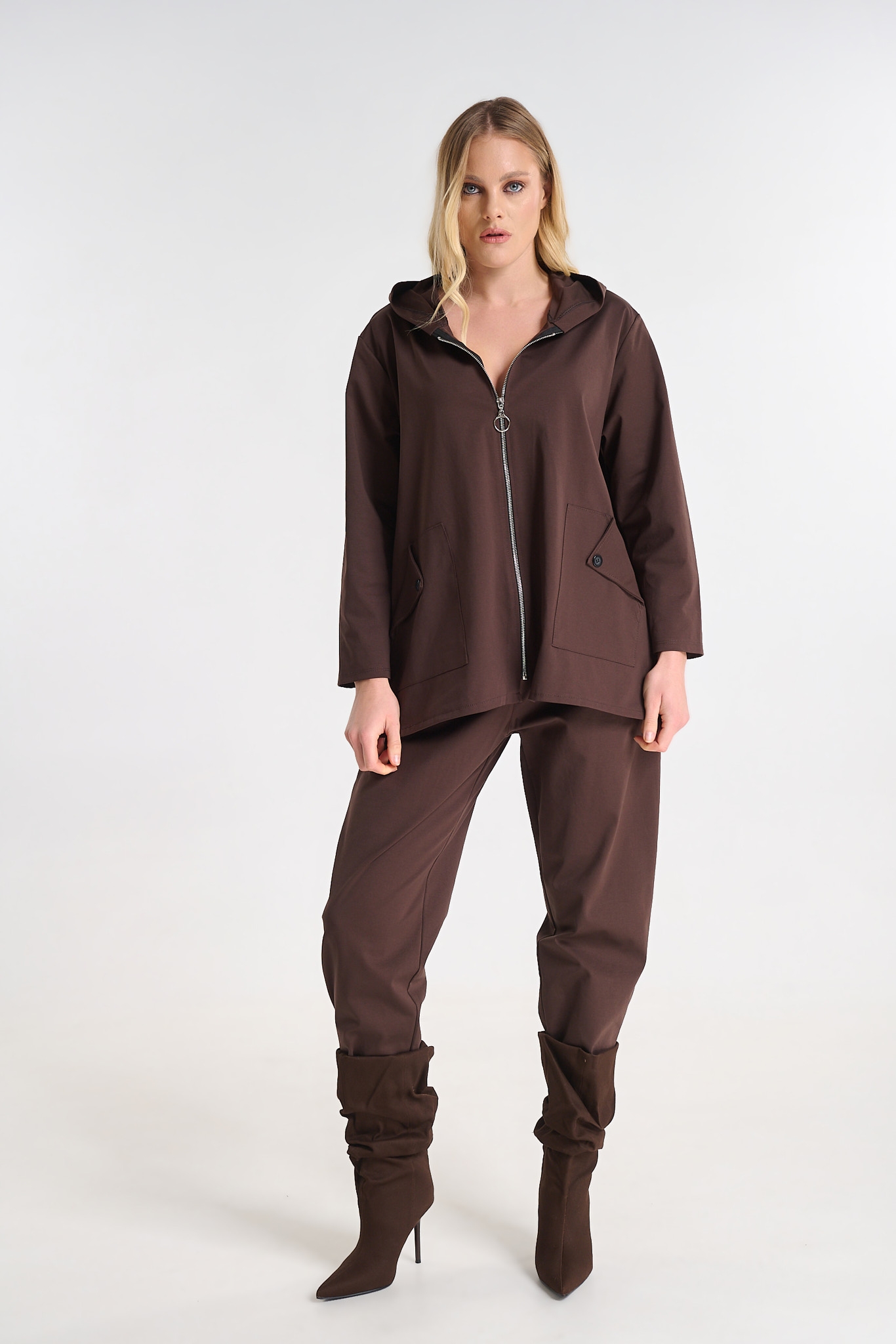 Relaxed Fit Hooded Co-ord Set with Button