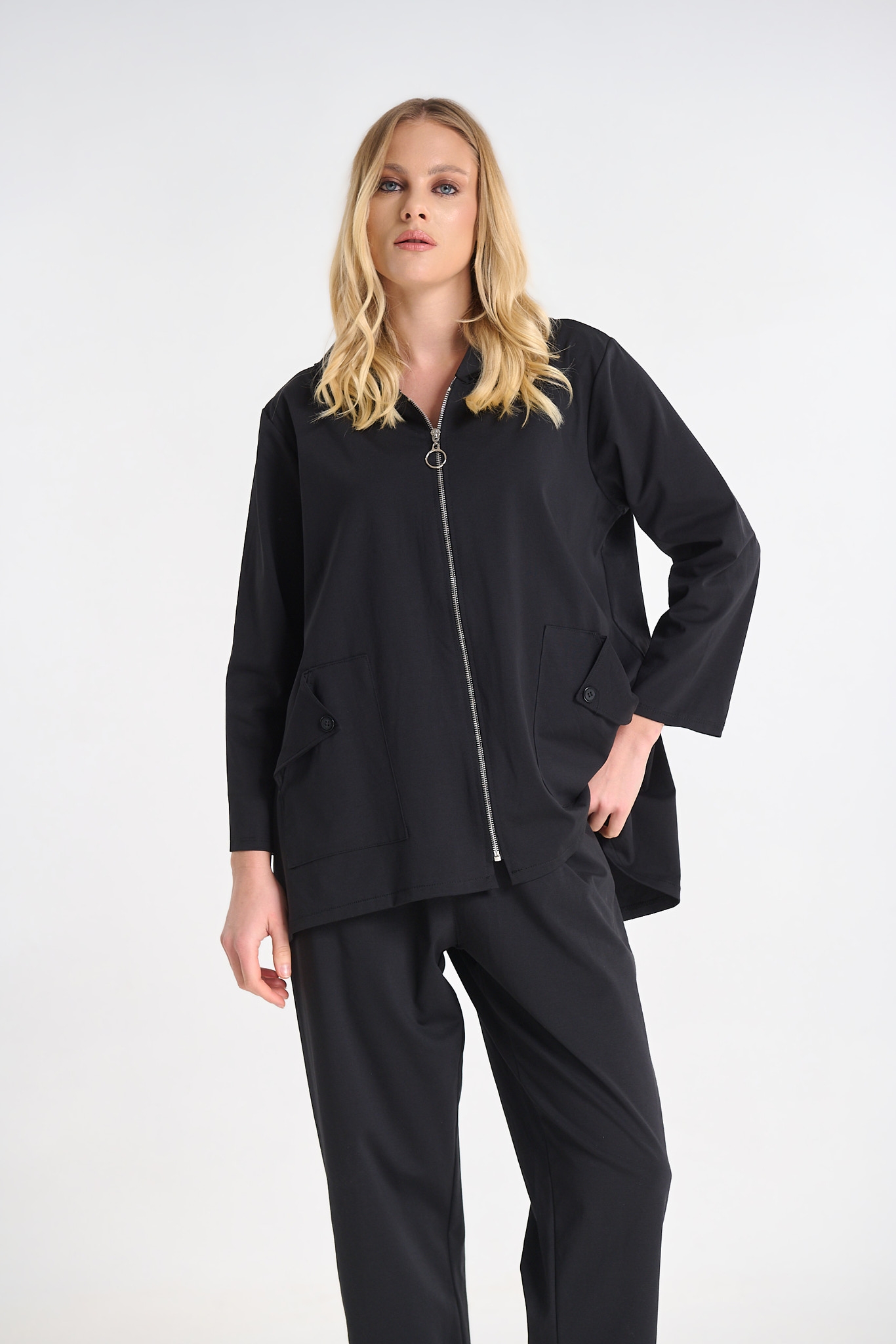 Relaxed Fit Hooded Co-ord Set with Button