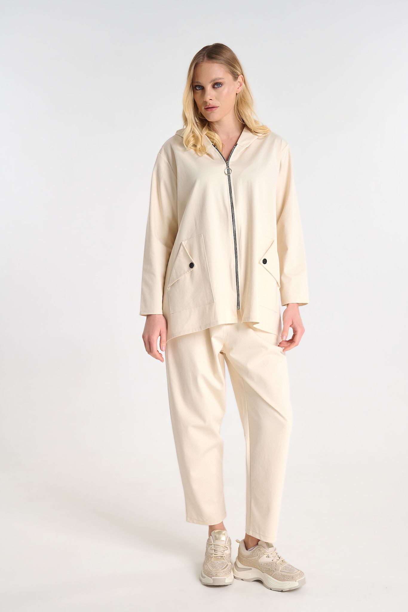 Relaxed Fit Hooded Co-ord Set with Button