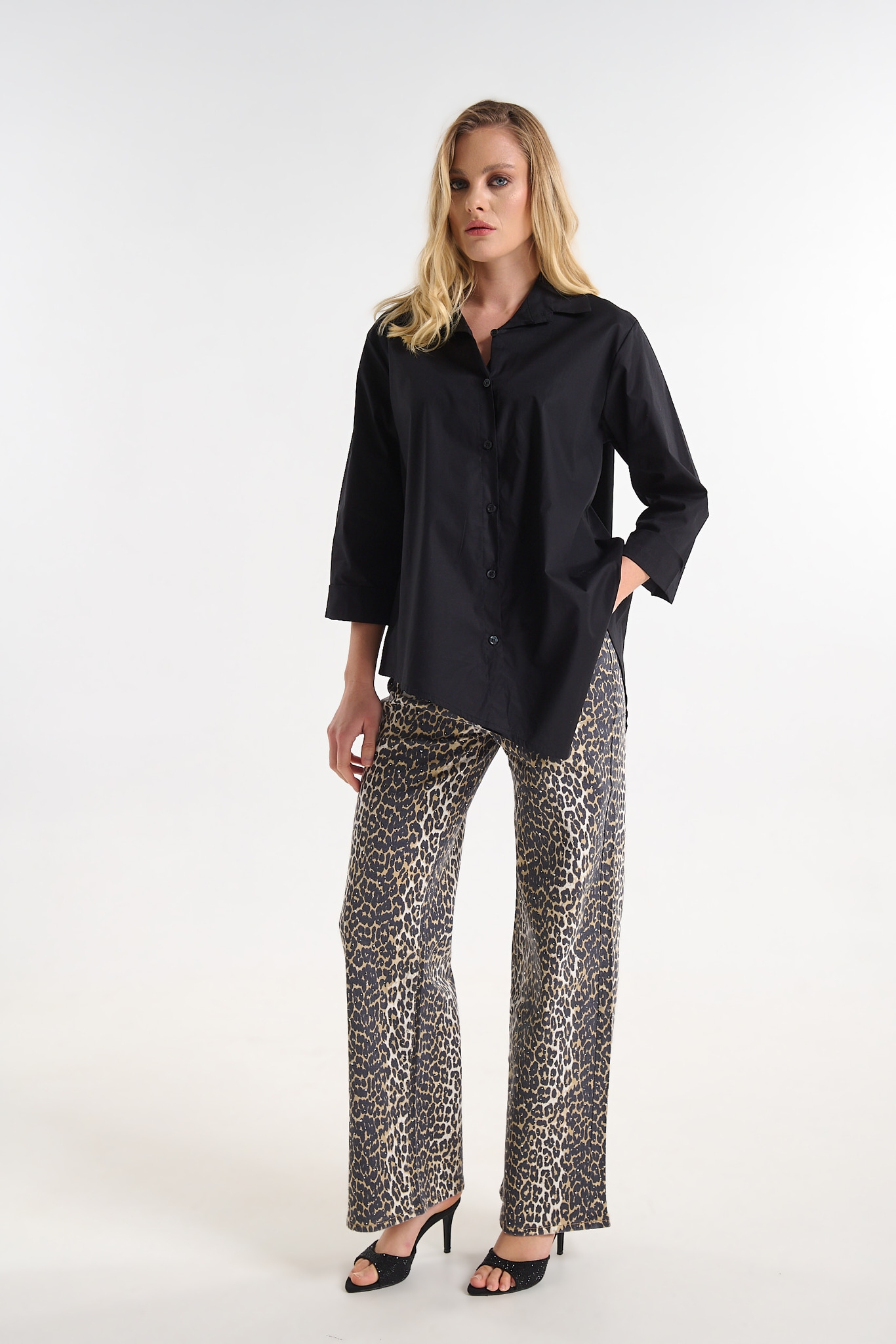 Cotton Shirt with Asymmetrical Hem