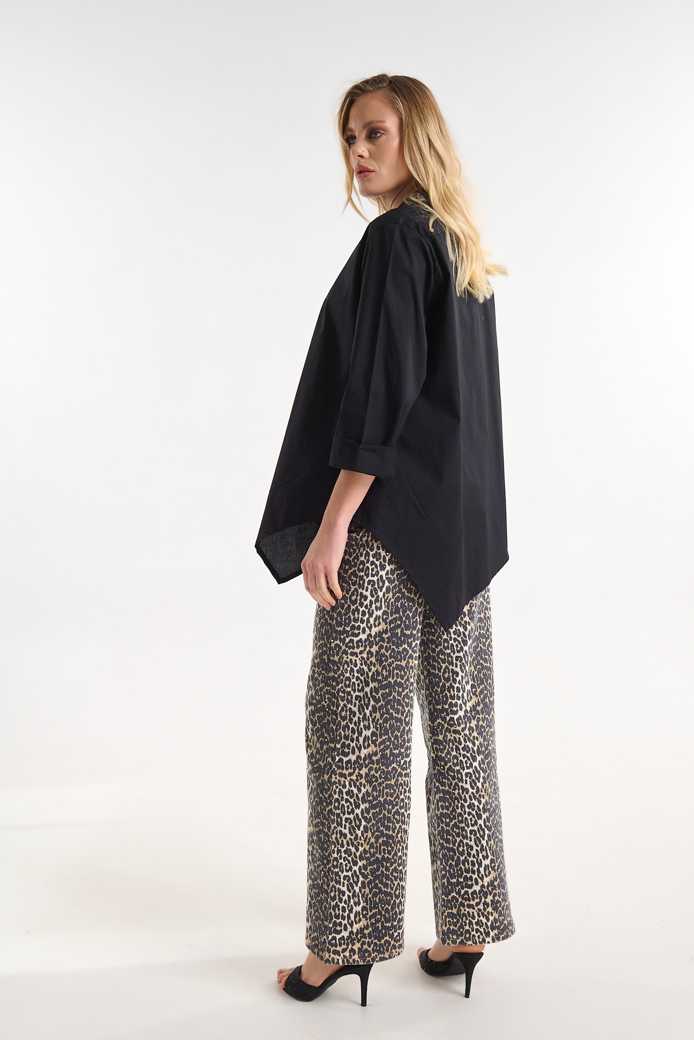 Cotton Shirt with Asymmetrical Hem