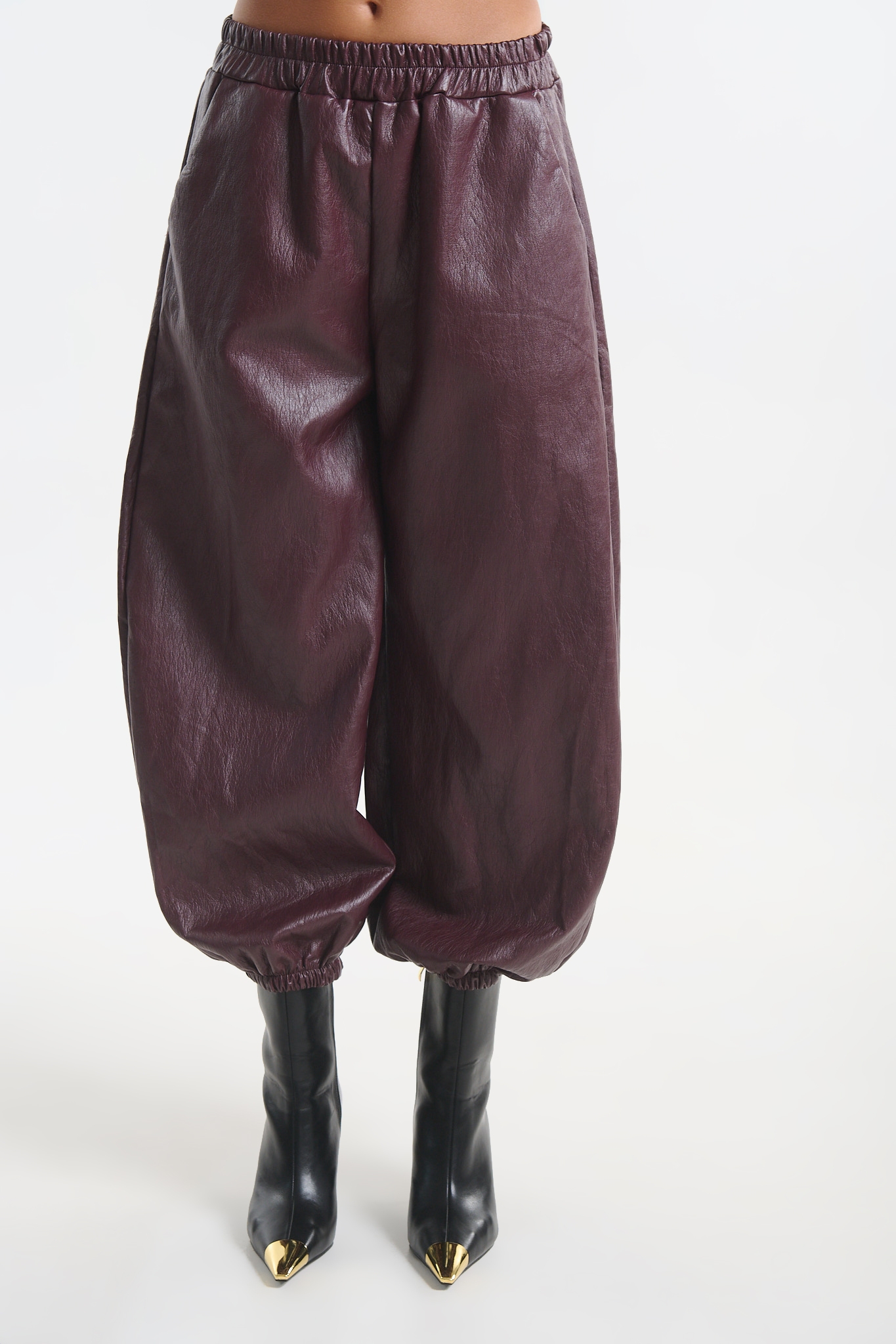 Faux Leather Oversized Top & Elasticated Pants Set