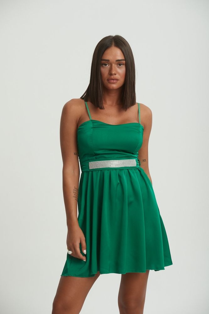Φόρεμα Mini Σατέν Με Ζωνάκι