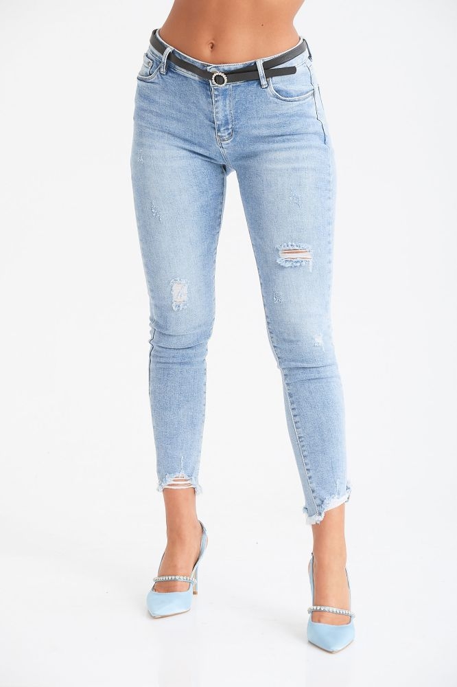 Παντελόνι Τζιν Με Ζωνάκι & Ξέφτια