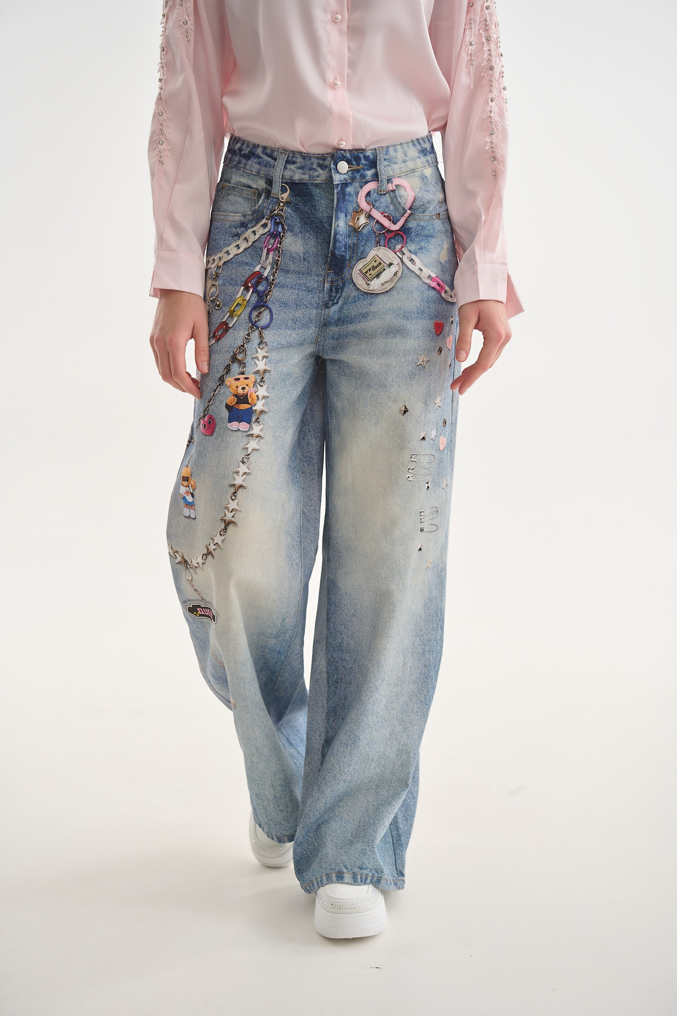 Jean Παντελόνι Super Wide Leg με Print