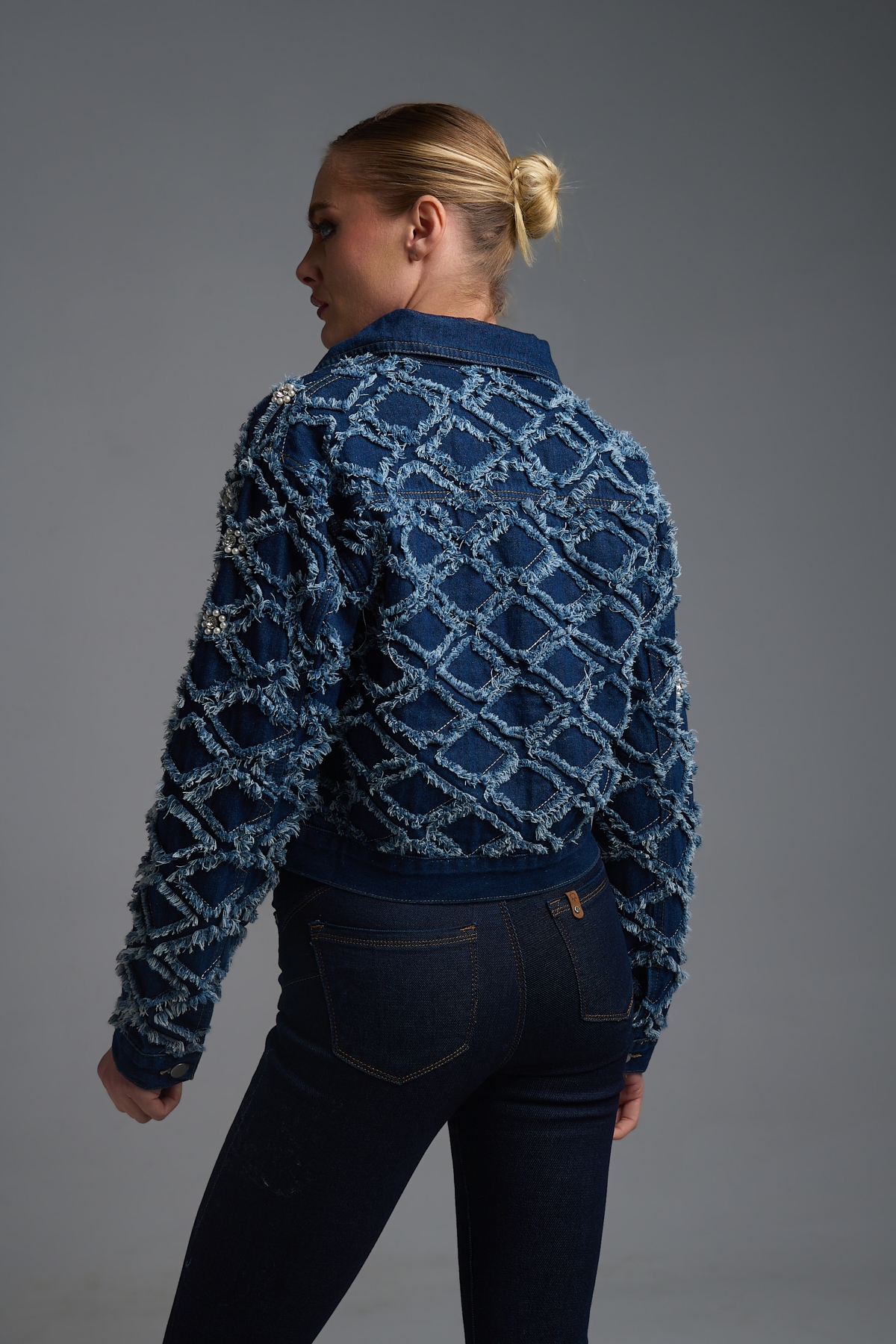 Μπουφάν Τζιν Με Ρόμβους Πέρλες