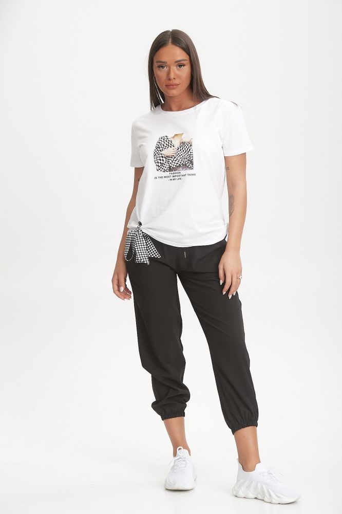 T-Shirt Με Καρό Δέσιμο