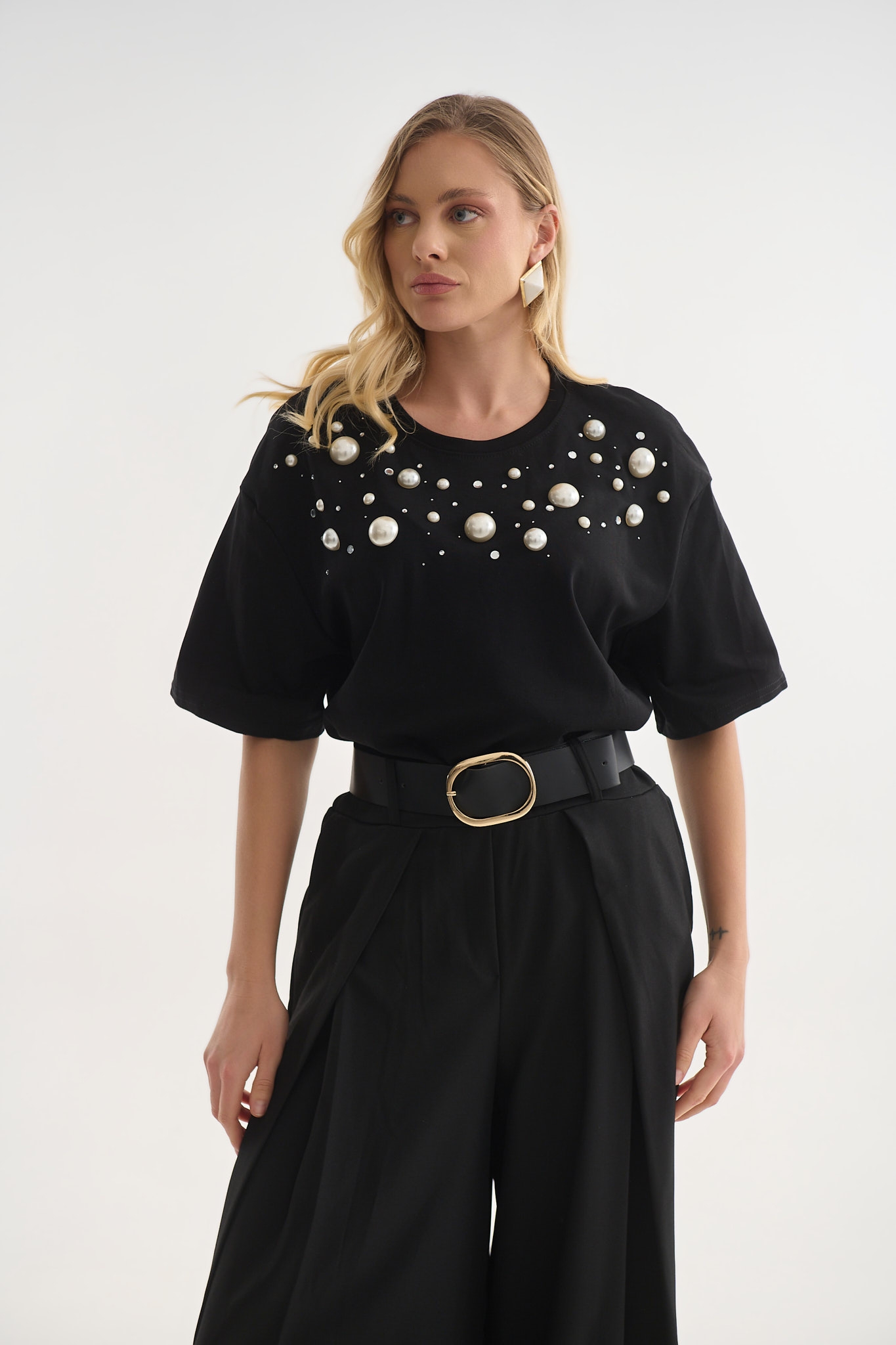 T-shirt με Διακοσμητικές Πέρλες