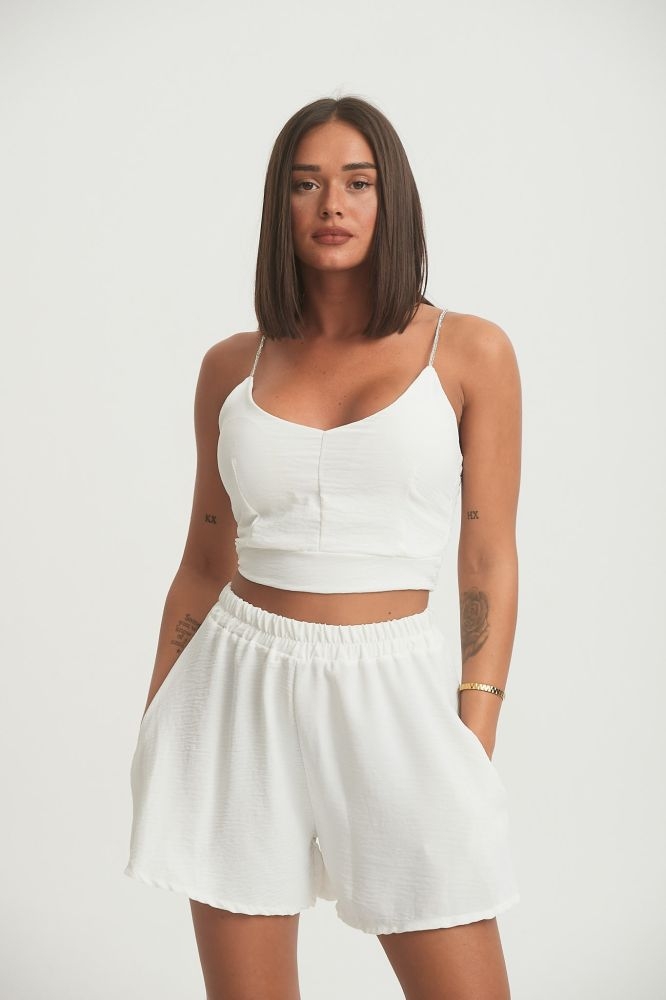 Σέτ Τόπ & Σόρτς Με Στρασένιες Ράντες