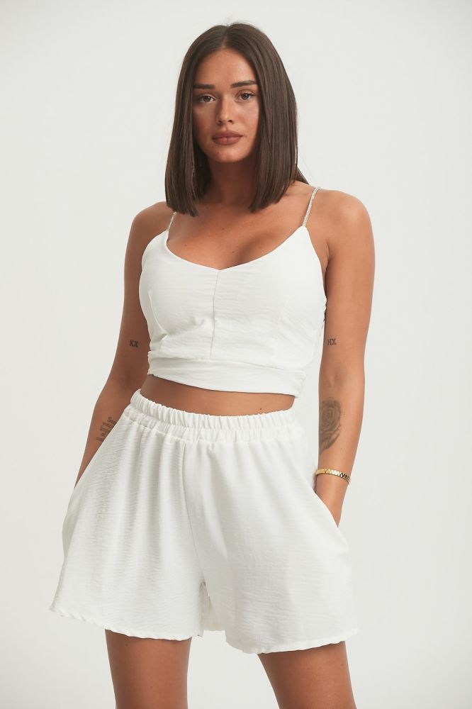 Σέτ Τόπ & Σόρτς Με Στρασένιες Ράντες