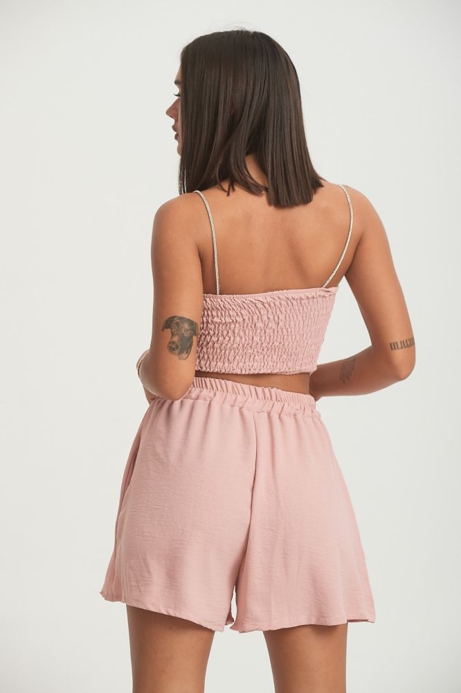 Σέτ Τόπ & Σόρτς Με Στρασένιες Ράντες