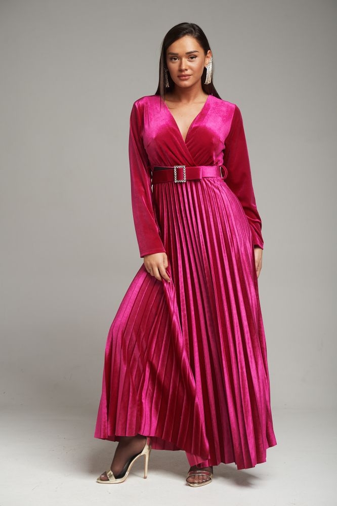 Φόρεμα Κρουαζέ Με Ζωνάκι Πλισέ Κάτω