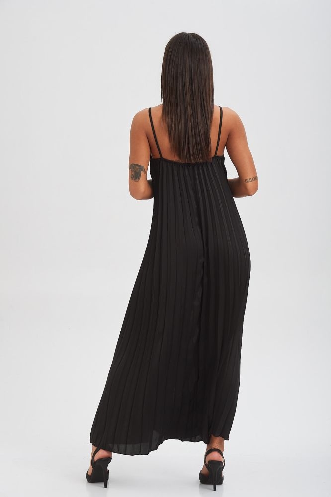 Pleated Midi Satin Dress