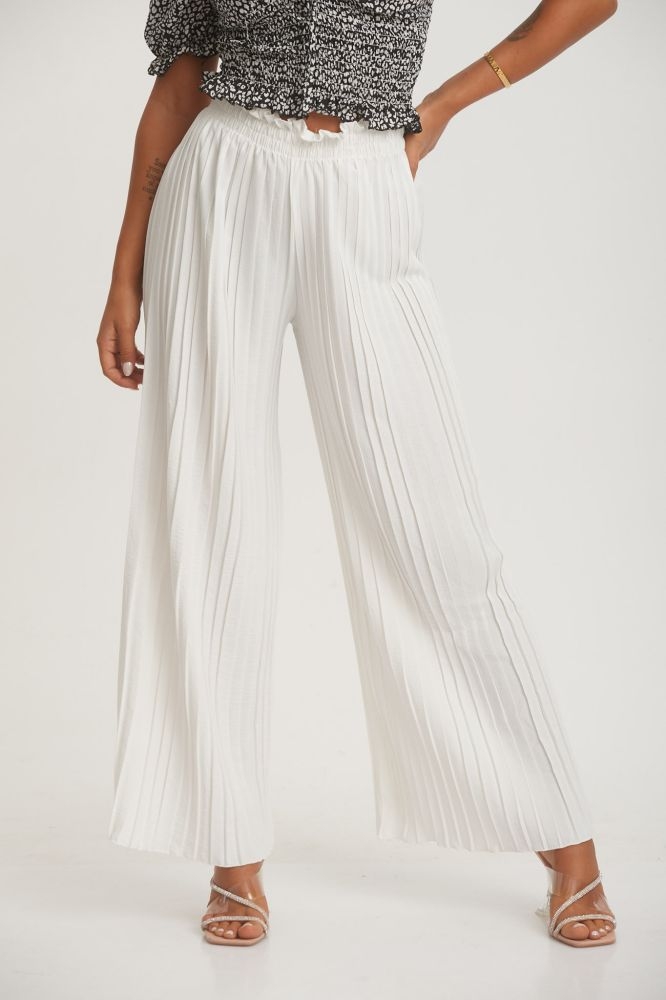 Παντελόνα Πλισέ Μονόχρωμη