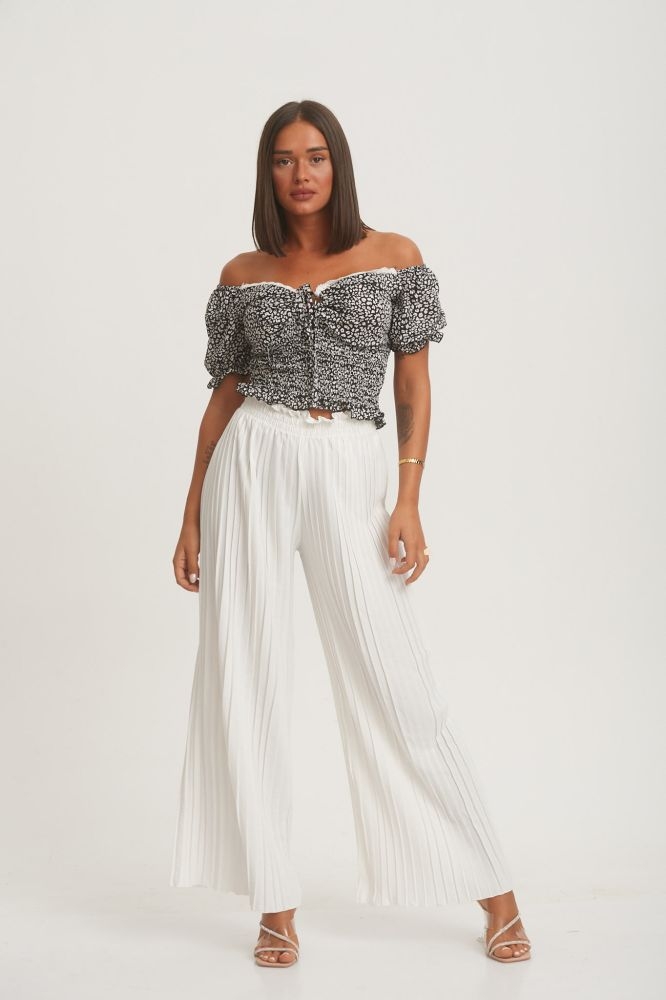 Παντελόνα Πλισέ Μονόχρωμη