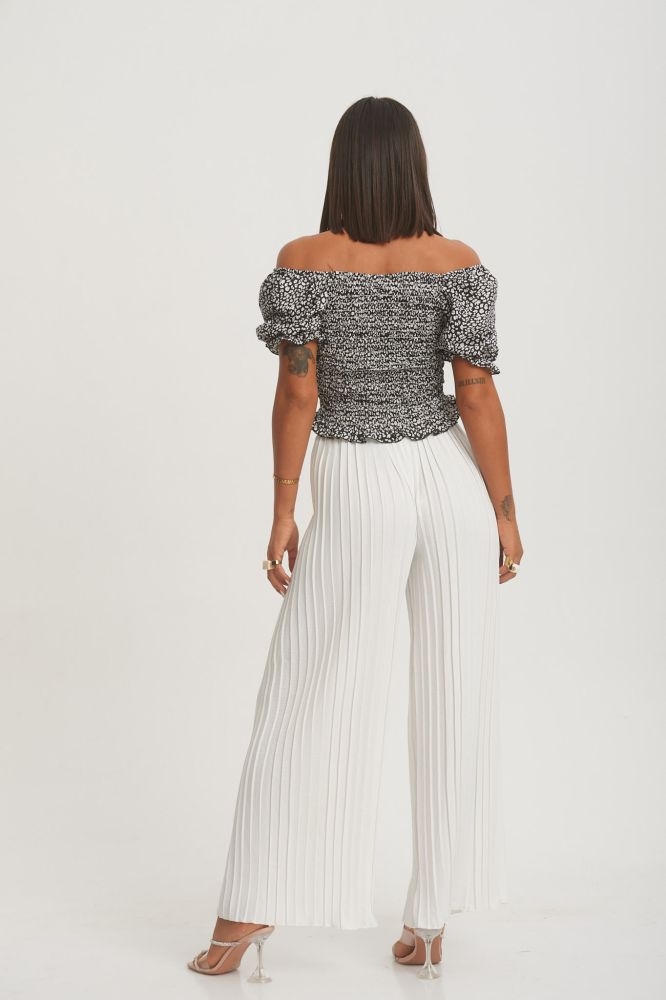 Παντελόνα Πλισέ Μονόχρωμη