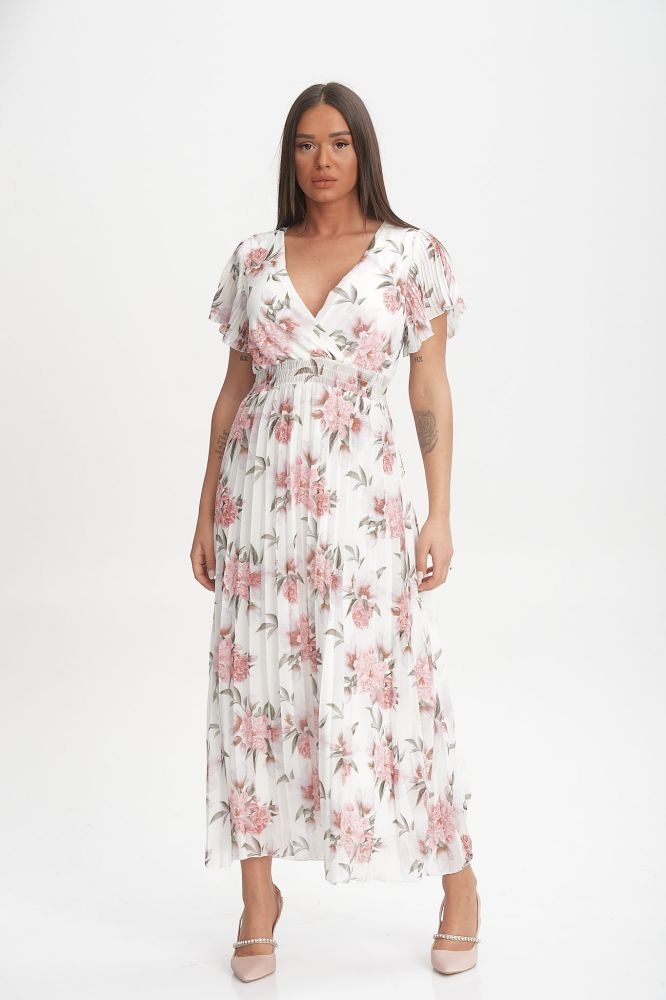 Φόρεμα Φλοράλ Με Cups Πλισέ