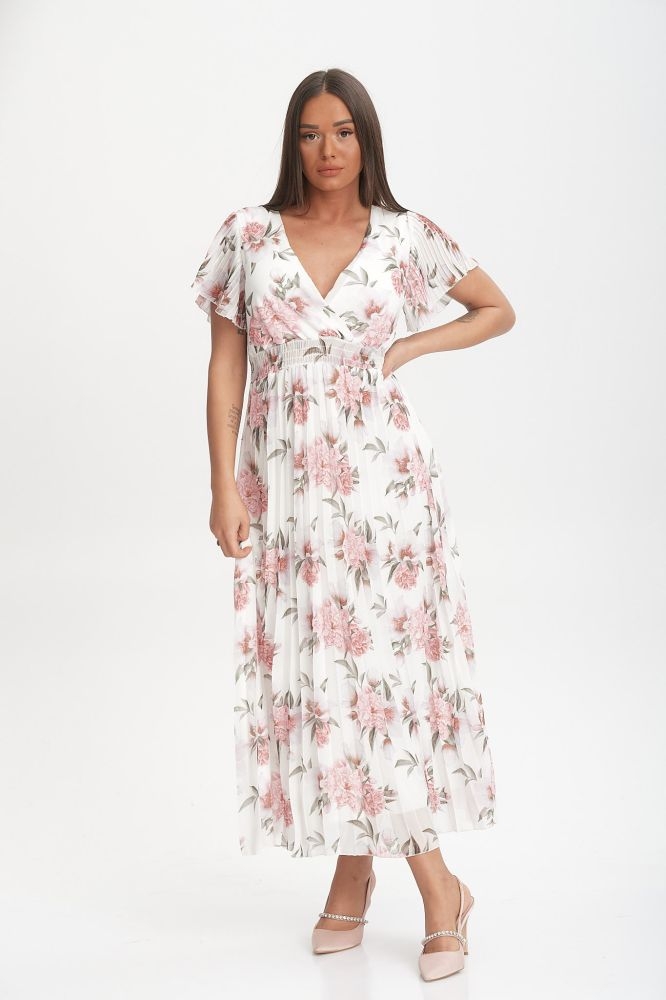 Φόρεμα Φλοράλ Με Cups Πλισέ