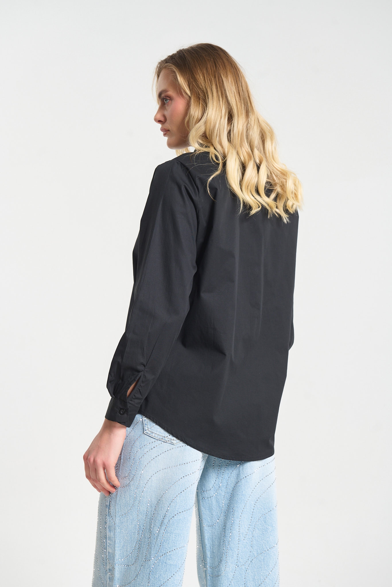 Rhrinestoned Tie Shirt