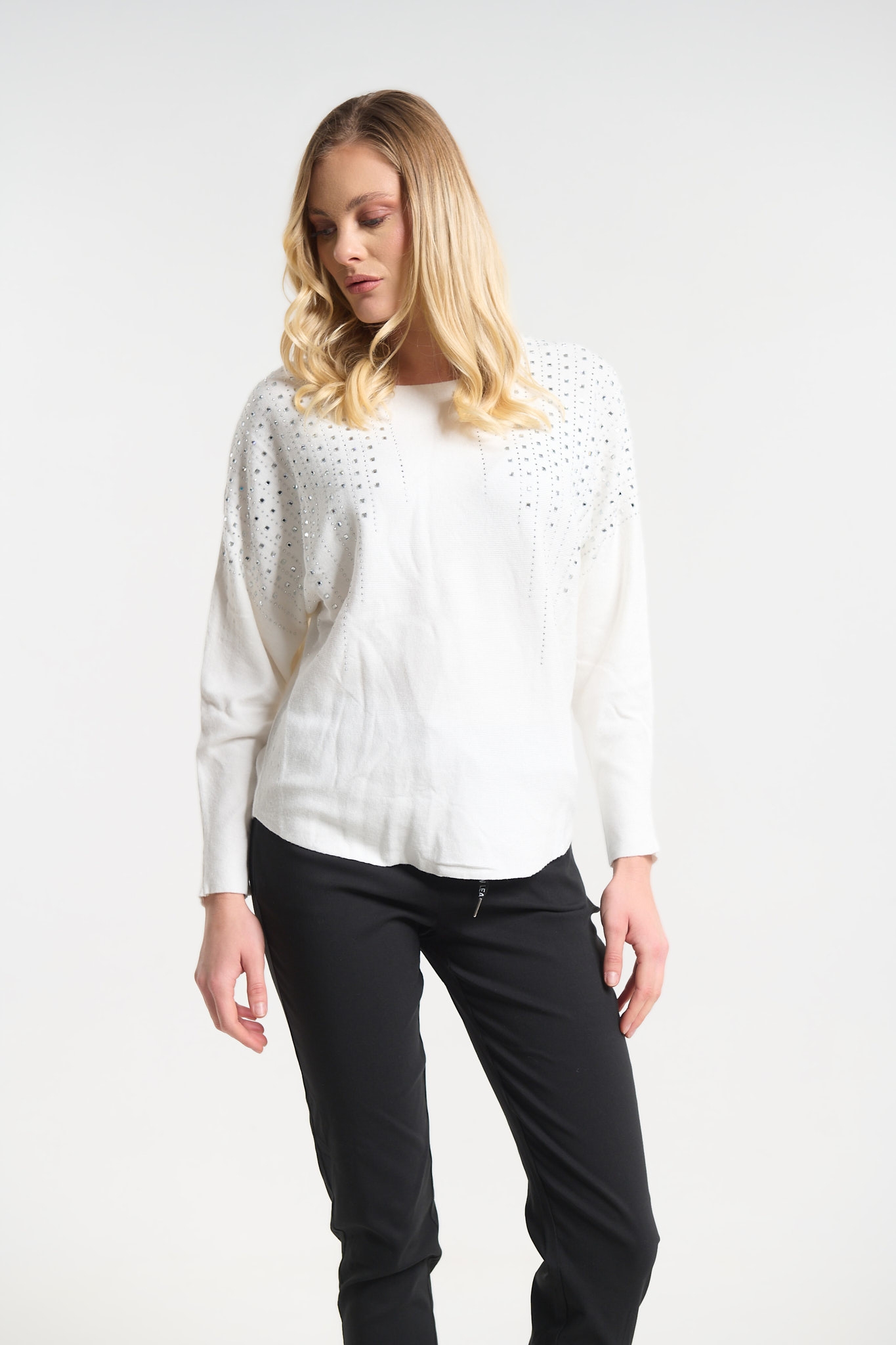 Μπλούζα Oversized με Καθρεφτάκια στον Ώμο