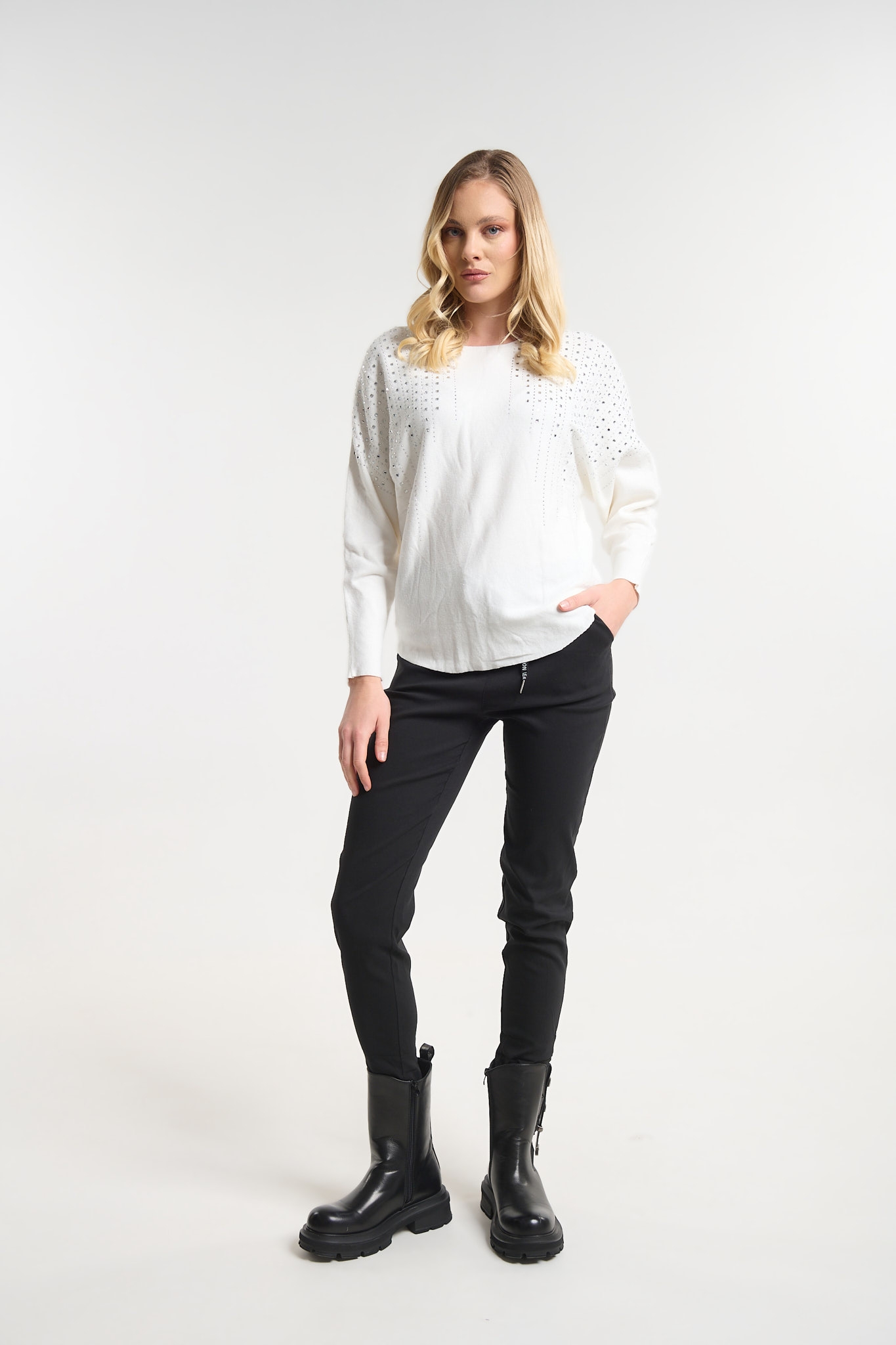 Μπλούζα Oversized με Καθρεφτάκια στον Ώμο