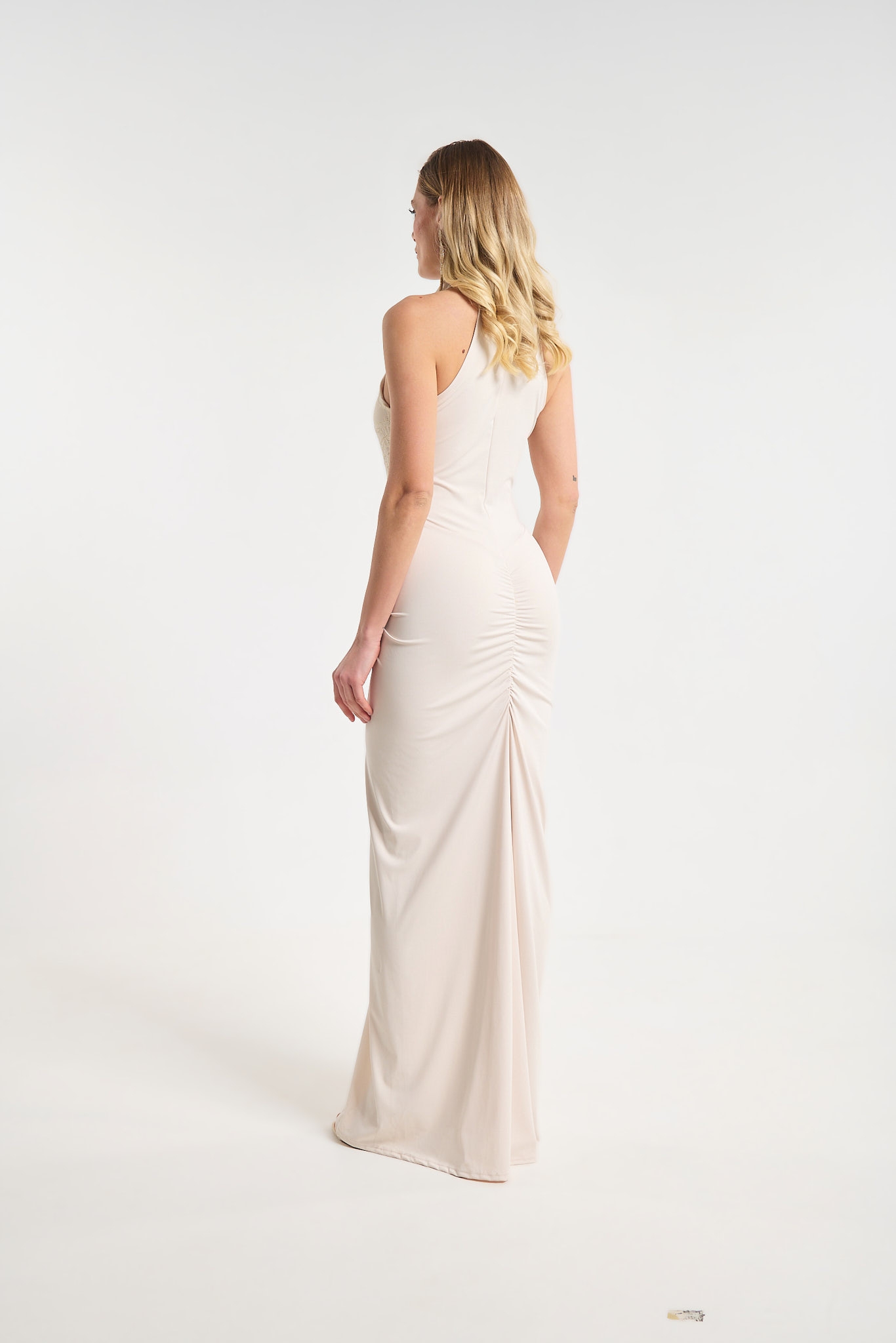 Lace Halter Neck Maxi Dress with Side Slit