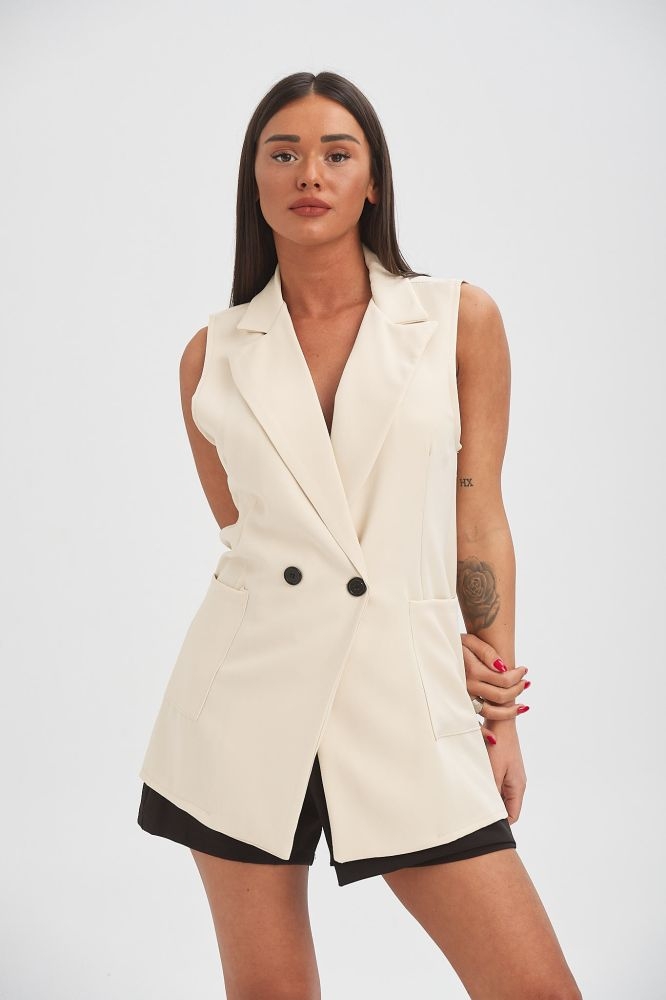 Sleeveless Double Bottoned Blazer