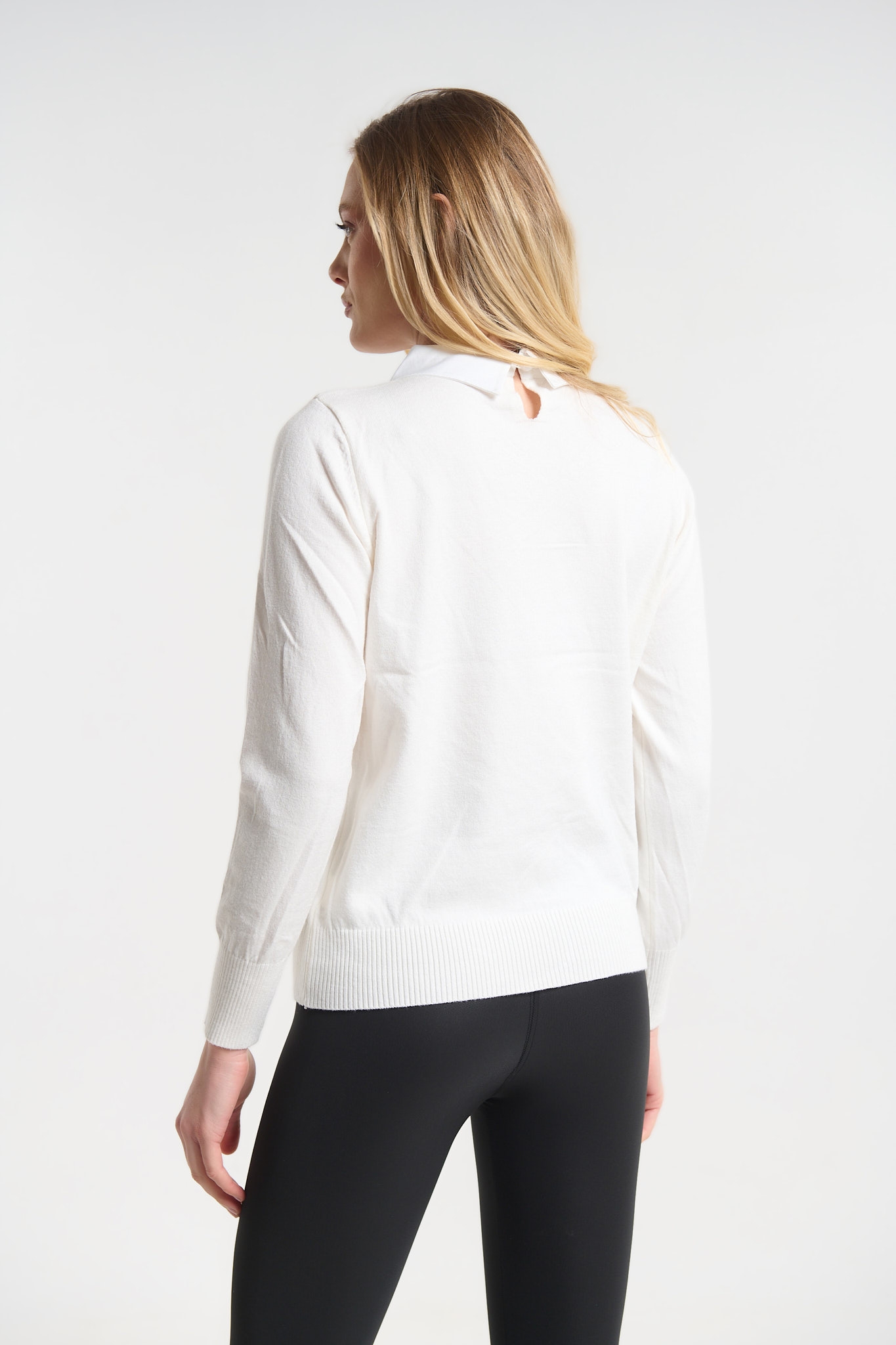 Top Decorative Collar Rhinestones Stretch