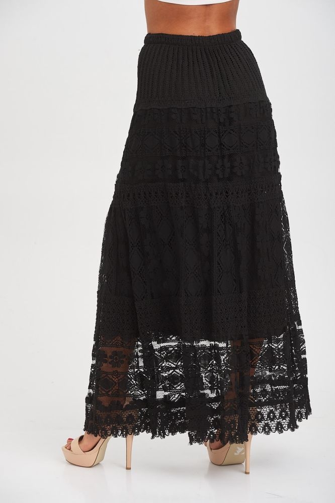 Φούστα Μακρυά Με Κεντήματα & Δανδέλα