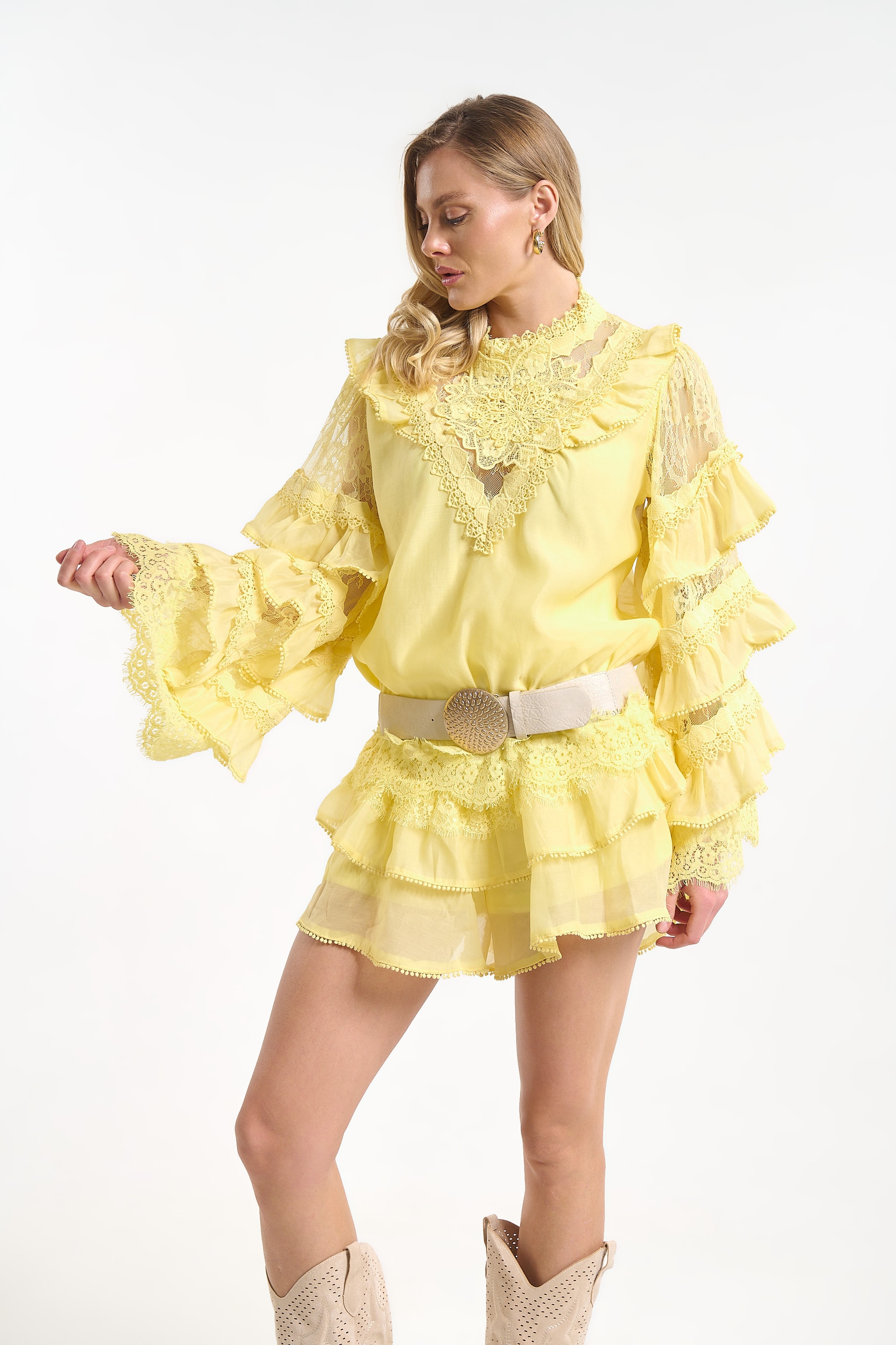 Top & Skirt Set with Overall-Style Straps for Women