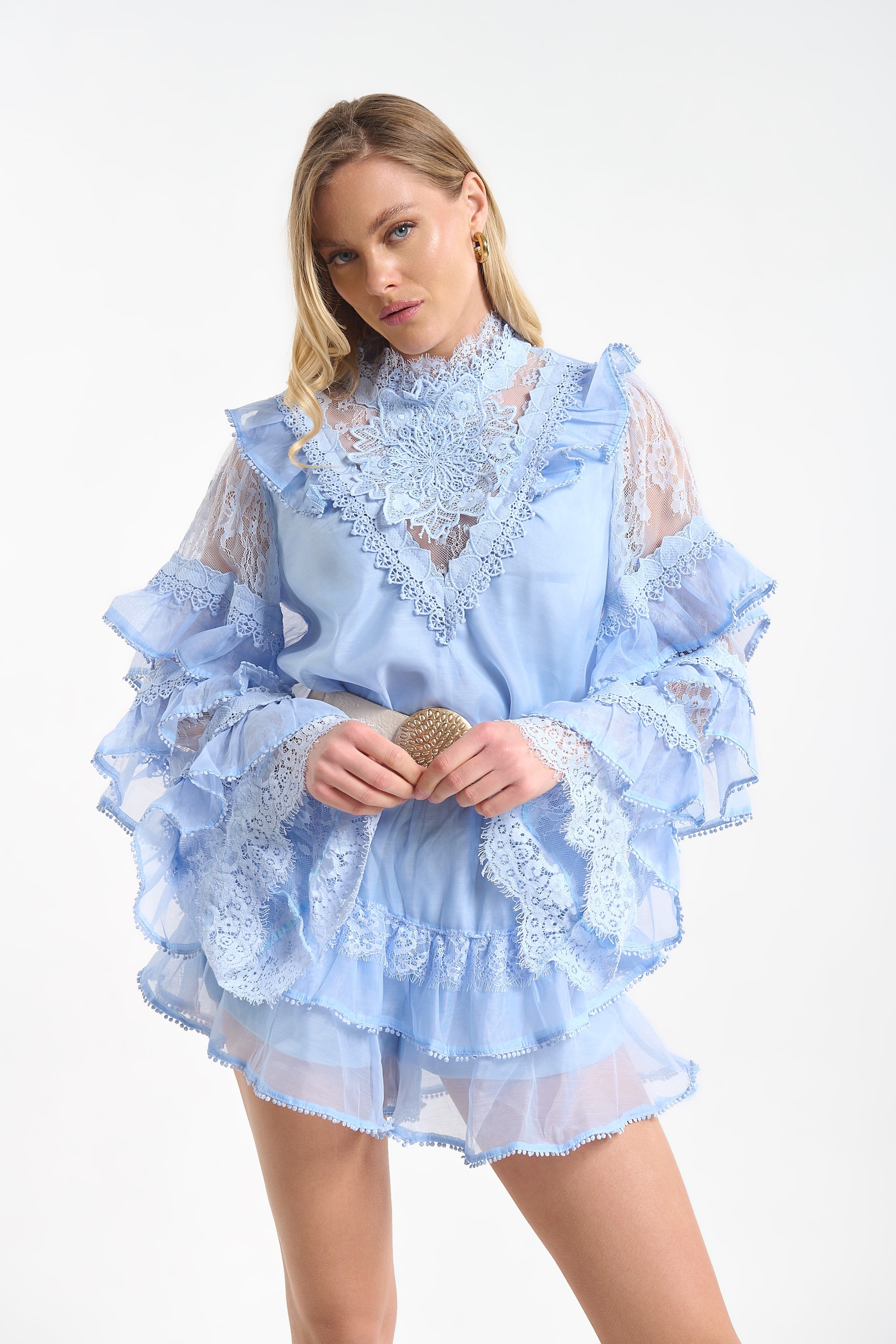 Top & Skirt Set with Overall-Style Straps for Women