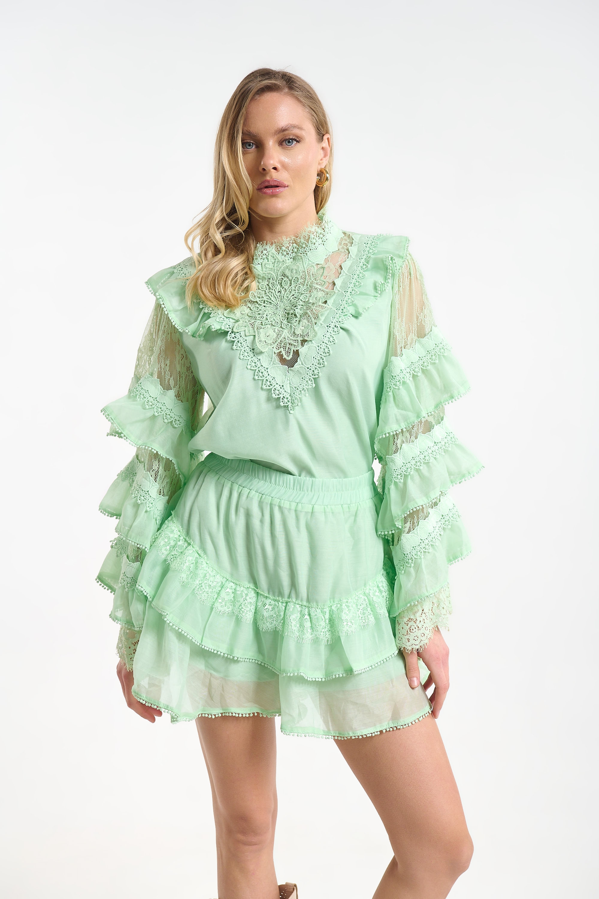 Top & Skirt Set with Overall-Style Straps for Women