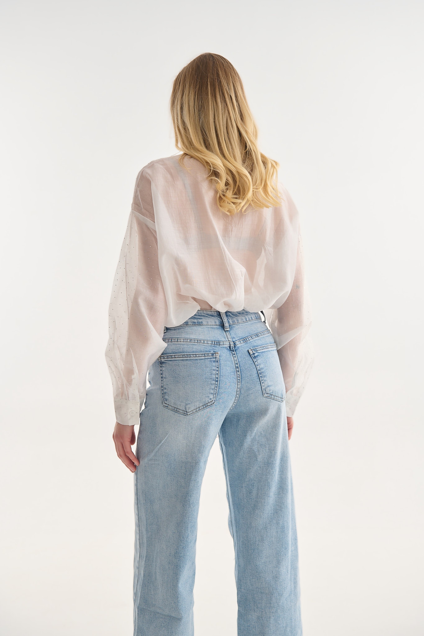 Semi-Sheer Rhinestoned Shirt