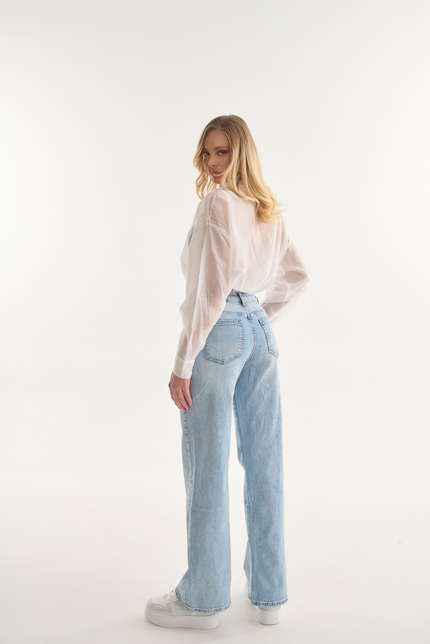 Semi-Sheer Rhinestoned Shirt