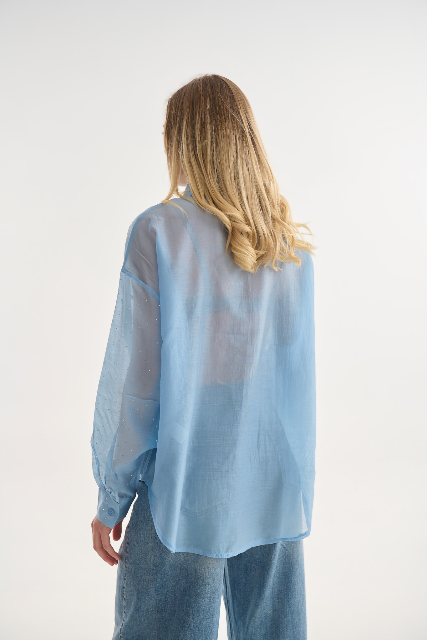 Semi-Sheer Rhinestoned Shirt