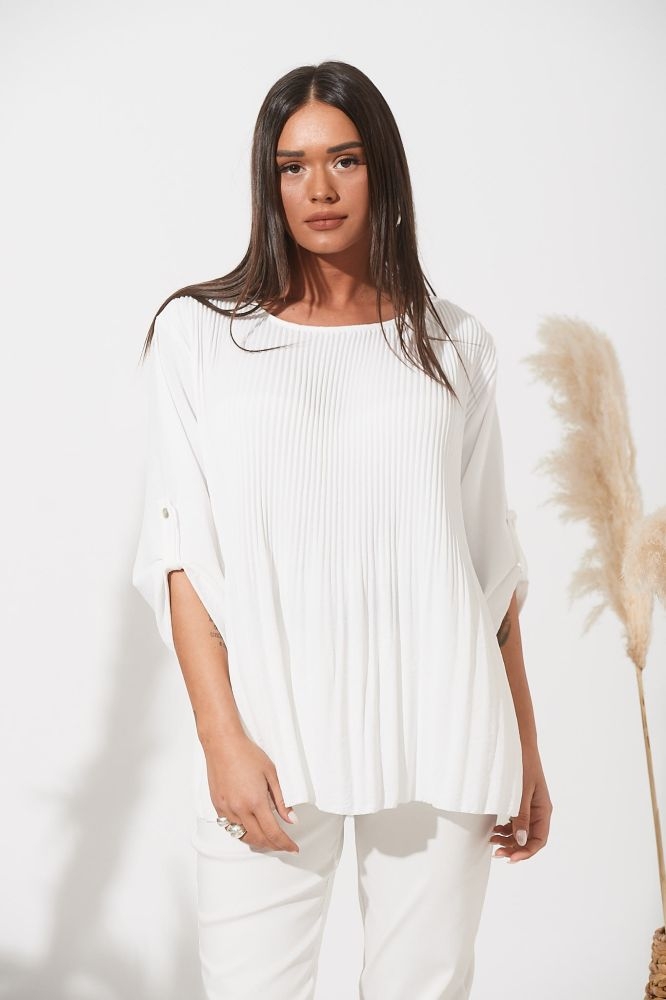 Μπλύζα Πλισέ Με Δέσιμο Στο Μανίκι