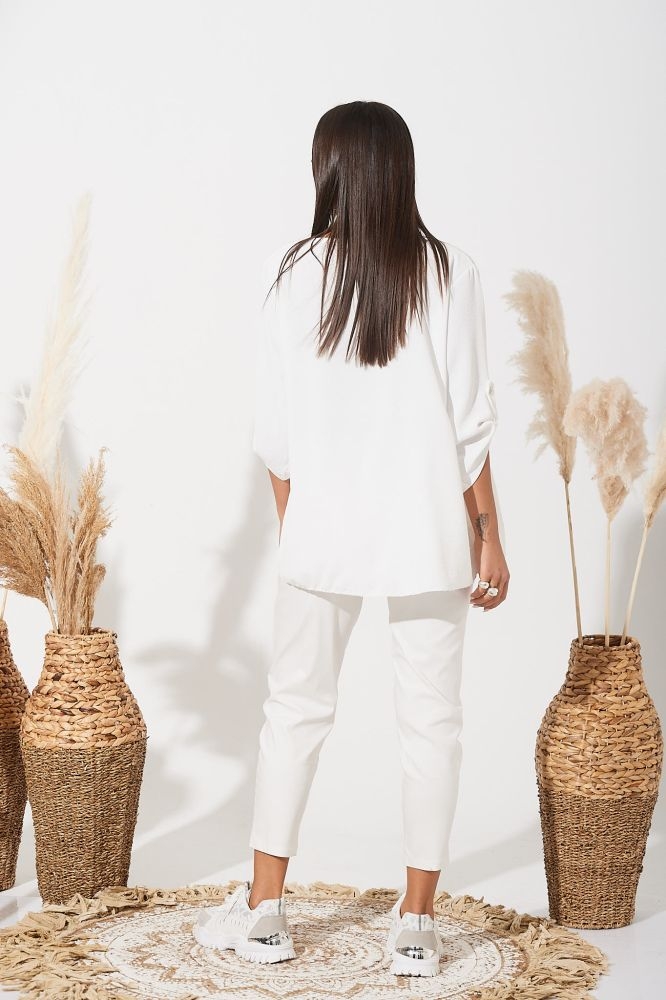 Μπλύζα Πλισέ Με Δέσιμο Στο Μανίκι