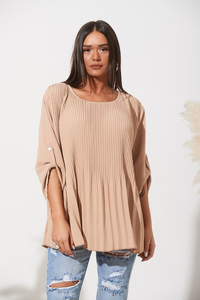 Μπλύζα Πλισέ Με Δέσιμο Στο Μανίκι