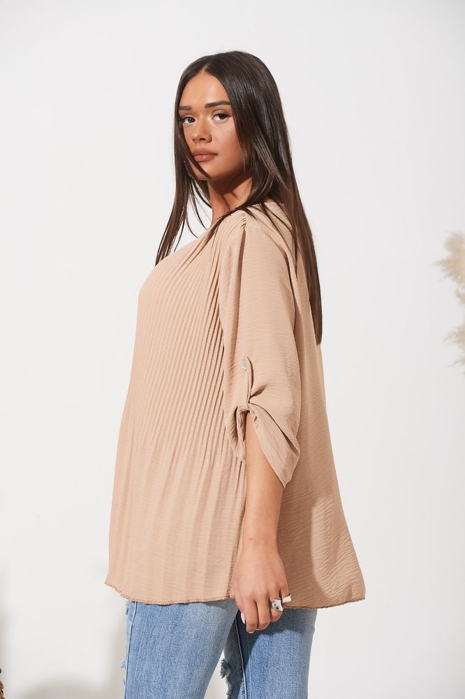 Μπλύζα Πλισέ Με Δέσιμο Στο Μανίκι