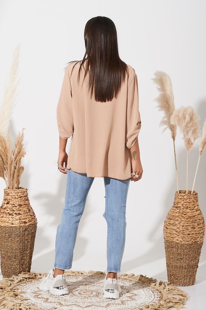 Μπλύζα Πλισέ Με Δέσιμο Στο Μανίκι