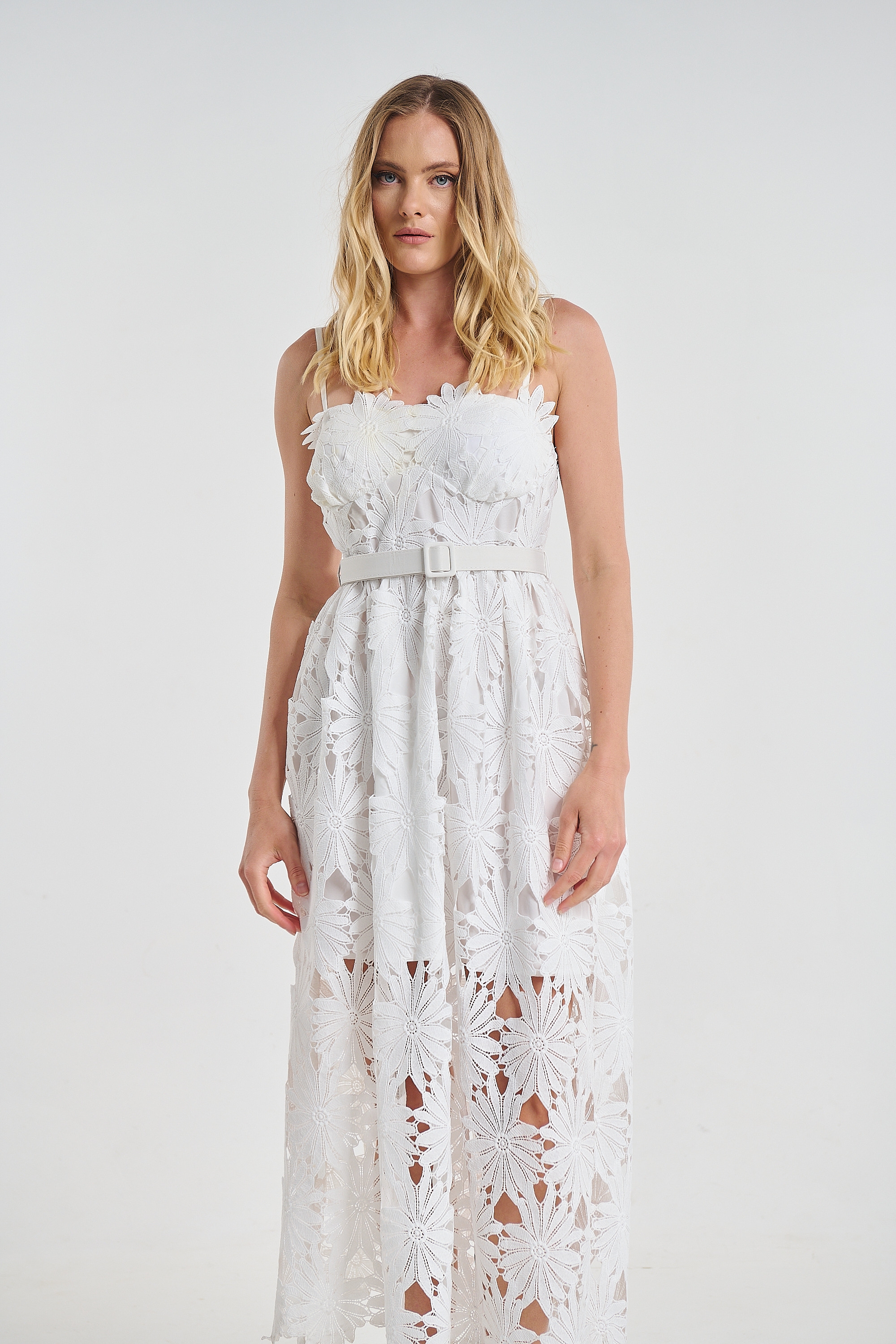 Midi Pinafore Dress with Straps