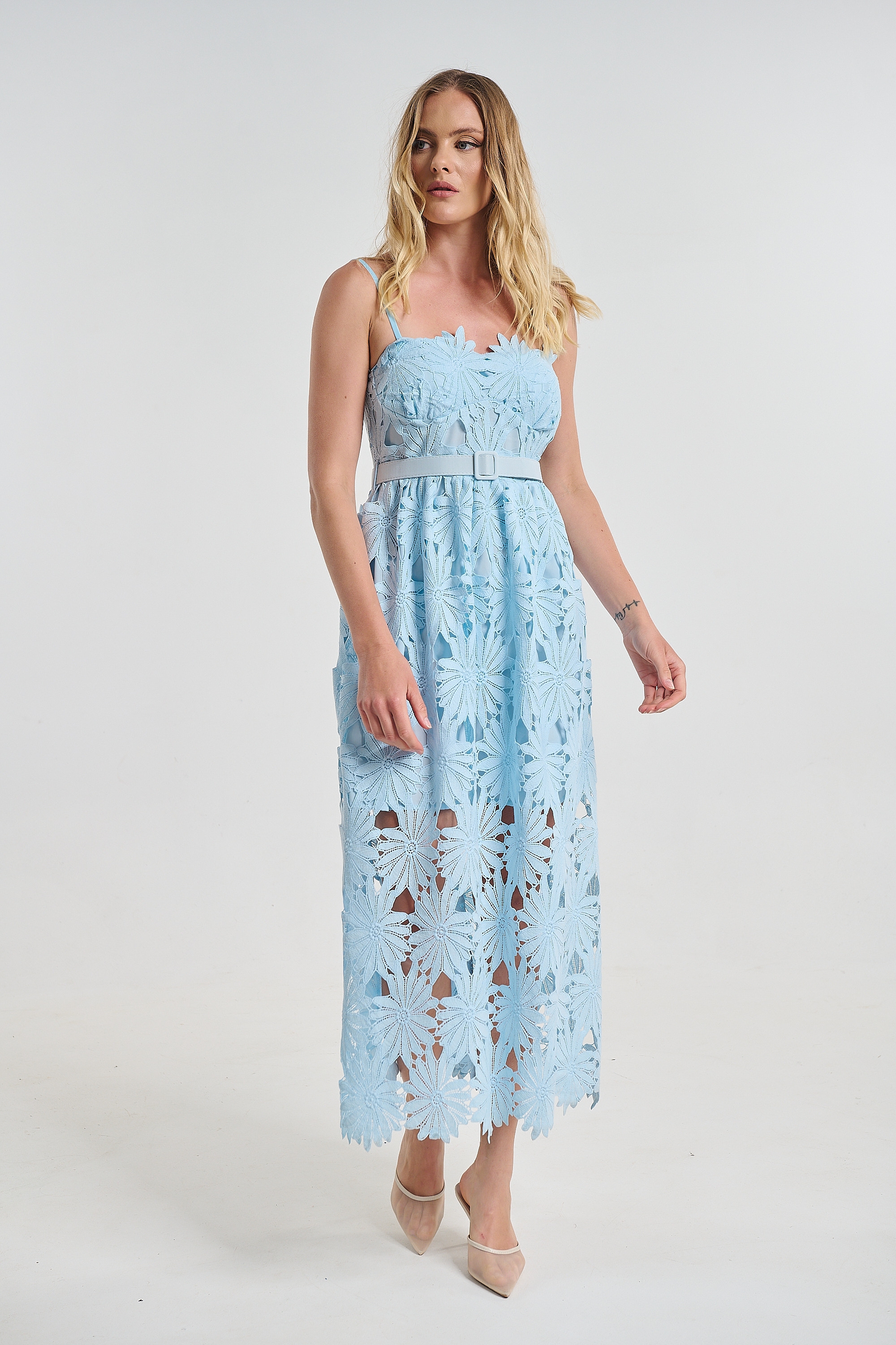 Midi Pinafore Dress with Straps