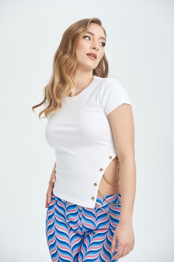 T-shirt Με Αλυσίδες Κορσέ Πλάι