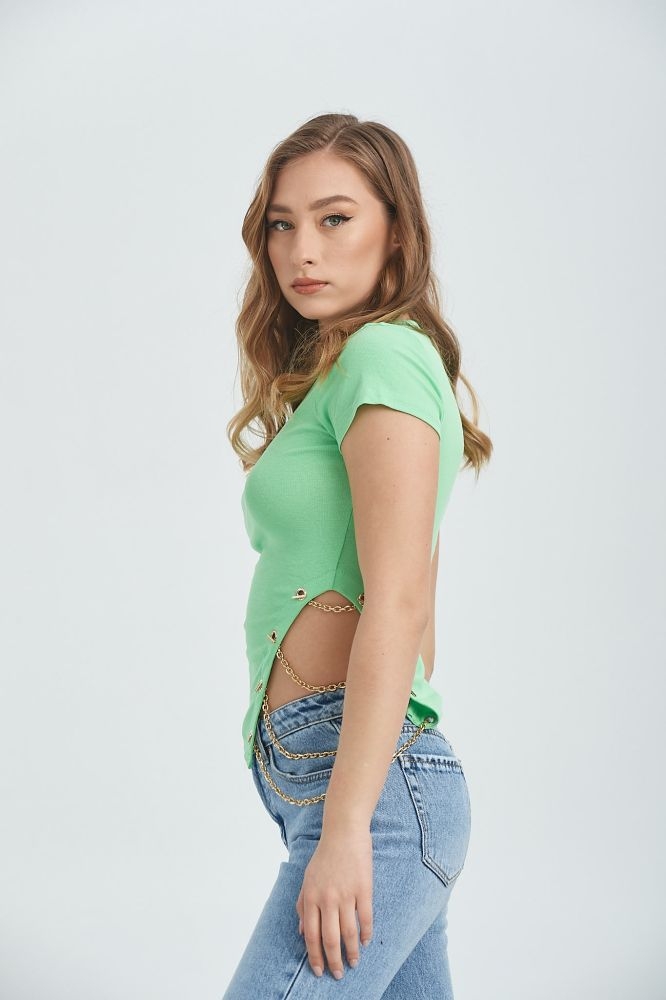 T-shirt Με Αλυσίδες Κορσέ Πλάι