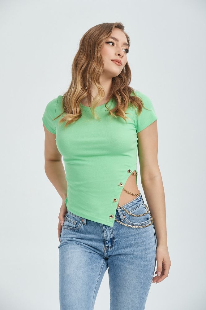 T-shirt Με Αλυσίδες Κορσέ Πλάι