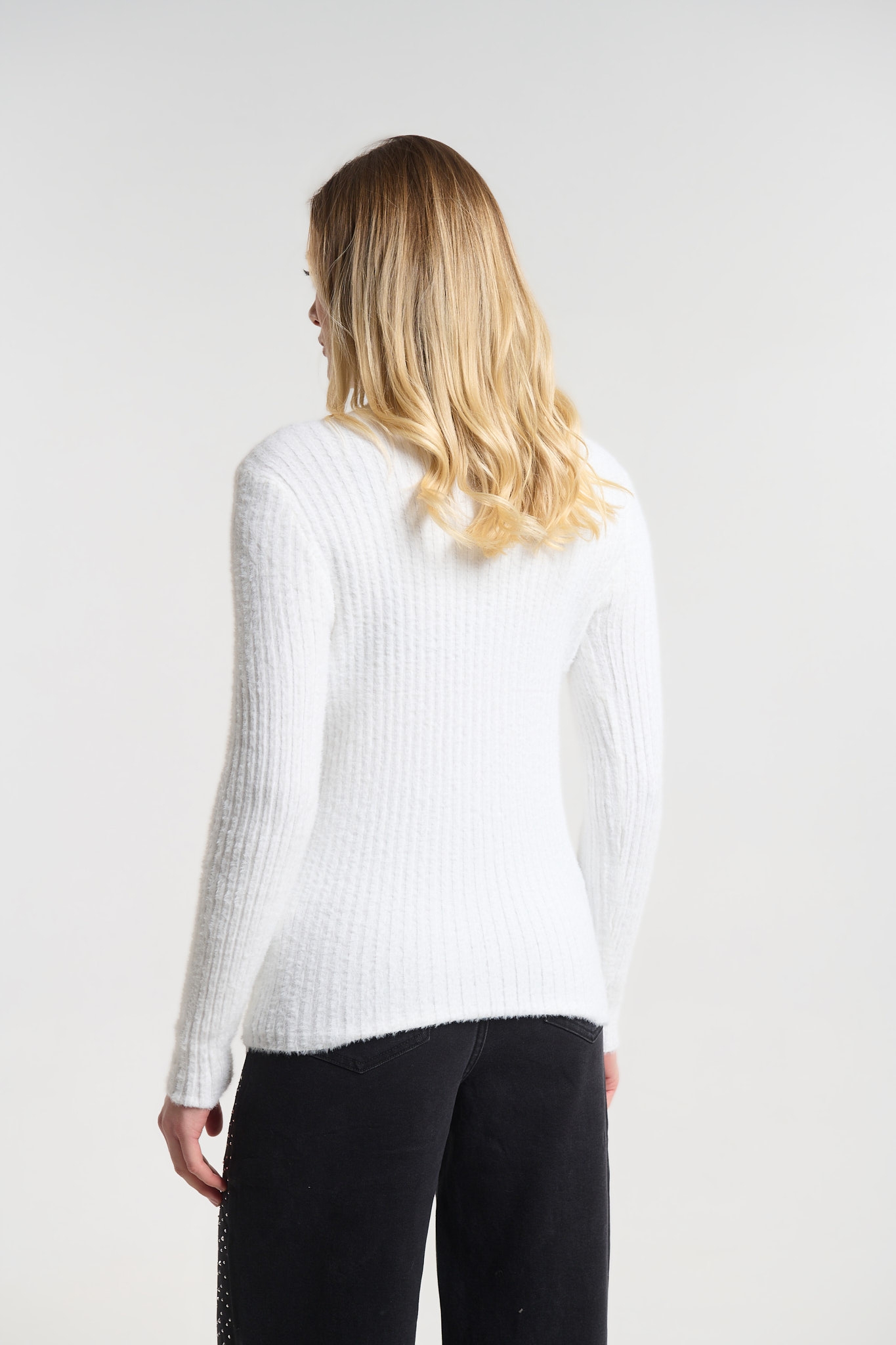 Mohair Top Rhinestones High Collar