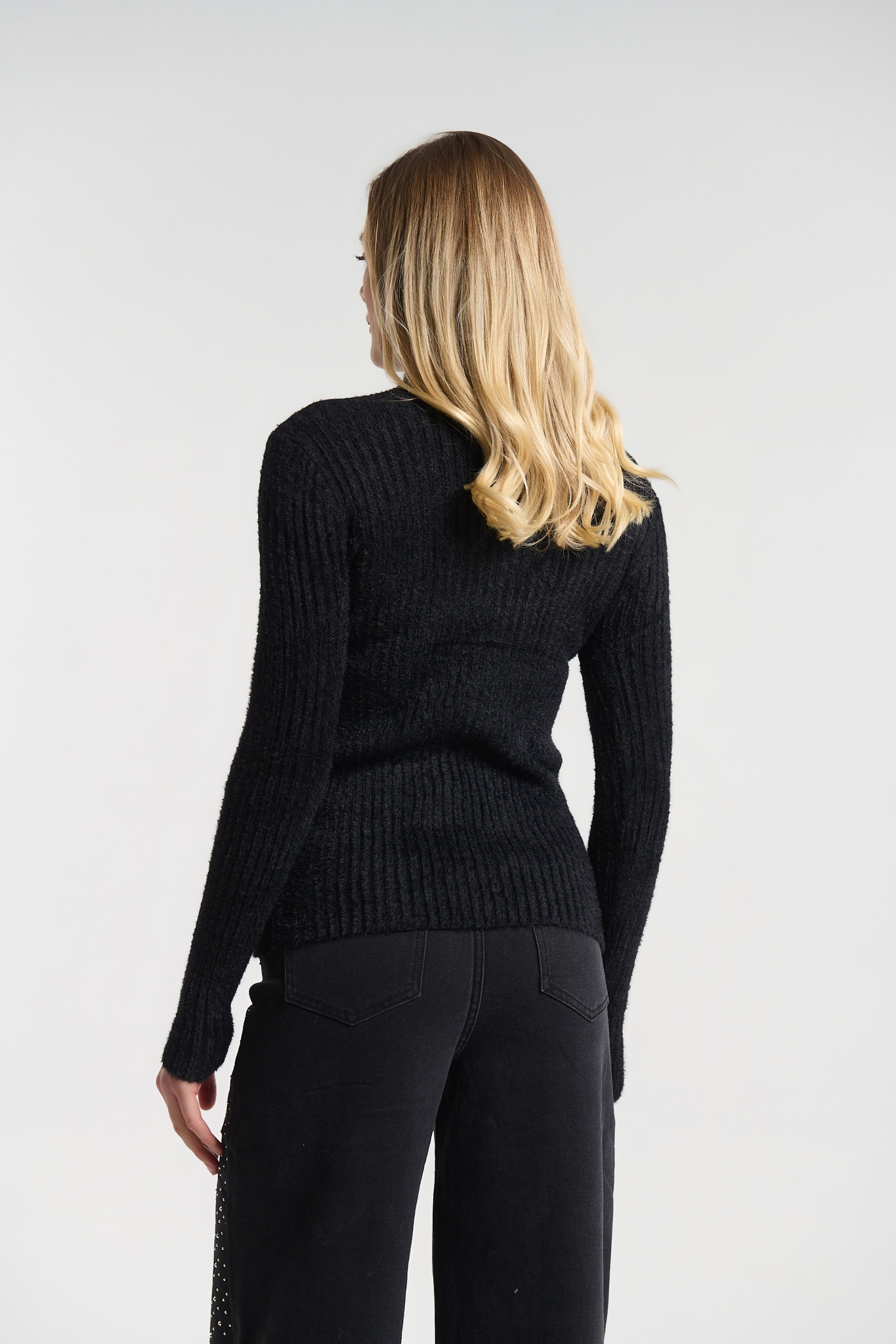 Μπλούζα Mohair με Στρας & Ψηλό Γιακά