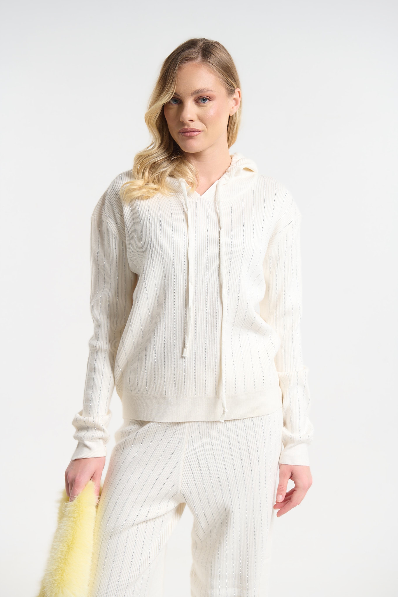 Rhinestone Tracksuit Set Hooded