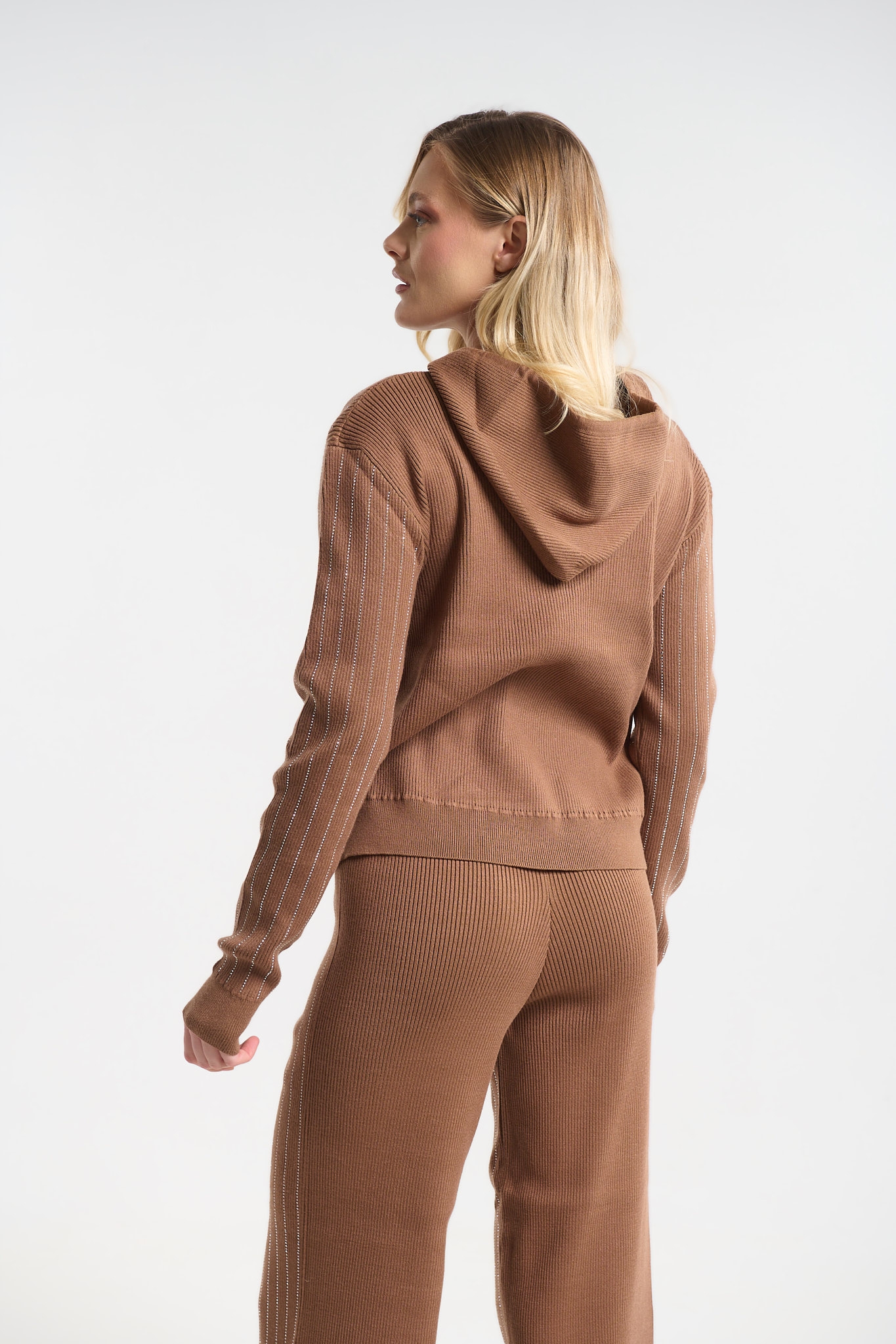 Rhinestone Tracksuit Set Hooded